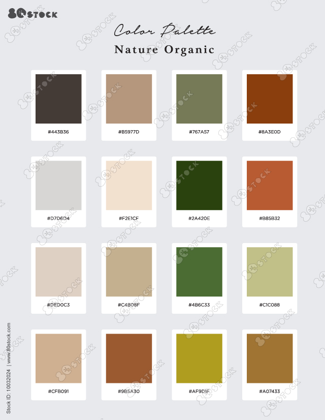 Shades of the Nature Organic palette. Suitable for Branding, Interior, Invitation card, and Fashion. Vector EPS 10