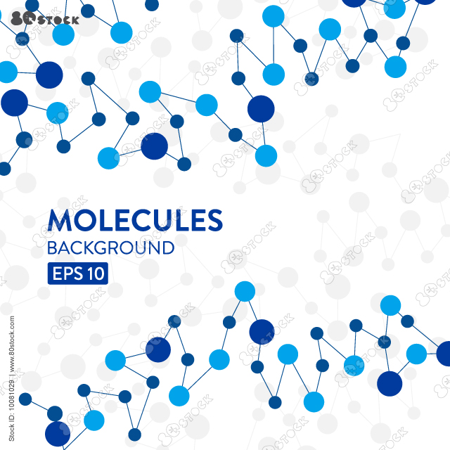 Geometric background of molecules. Scientific chemistry pattern structure molecule dna research as concept science and technology background.