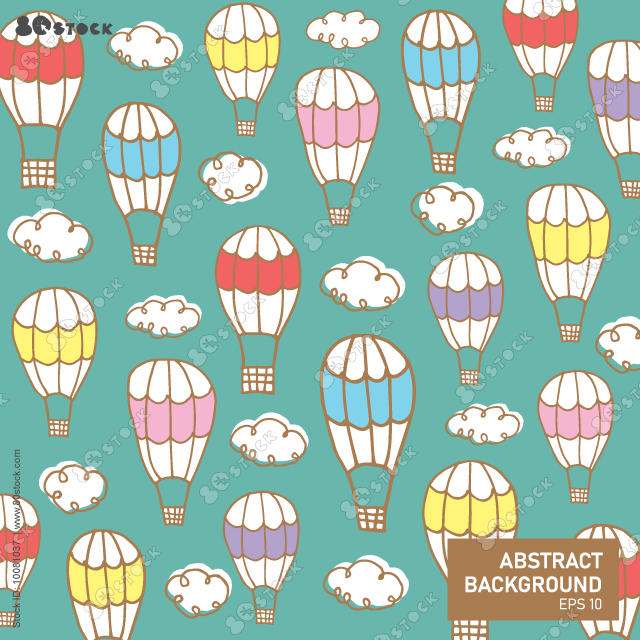 Hand drawn children seamless pattern with clouds and Hot Air Balloon flying in the sky. Cute texture for kids room design, Wallpaper, textiles, wrapping paper, apparel. Vector illustration