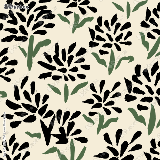 Beautiful Seamless pattern vector of brush blue and beige bamboo leaves and flower oriental style design for fashion ,fabric, wallpaper