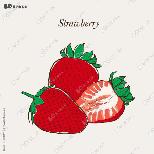 Whole strawberry and sliced half strawberry. Vector illustration EPS 10.