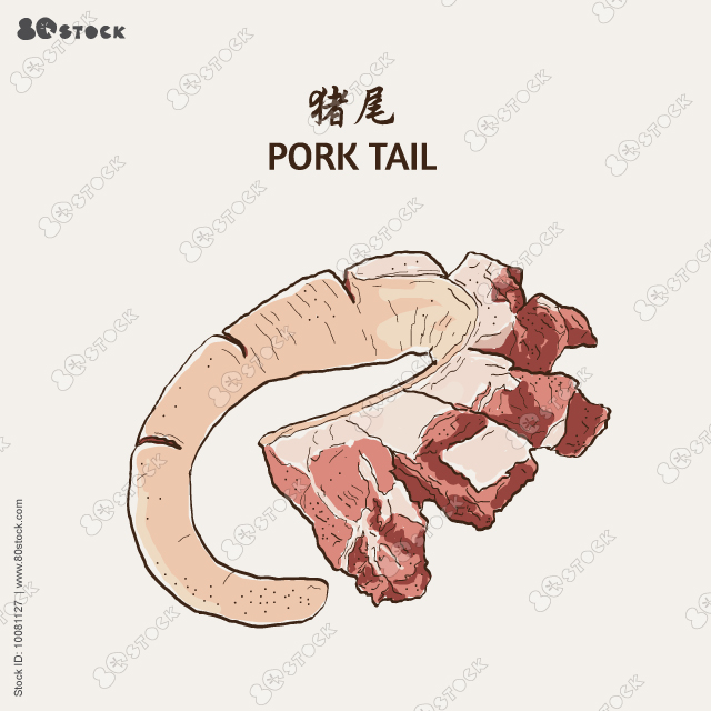 Pork tail. Vector illustration EPS 10.