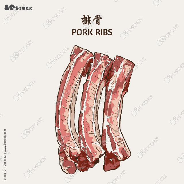 Pork ribs. Vector illustration EPS 10.