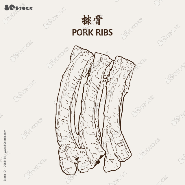 Pork ribs. Vector illustration EPS 10.