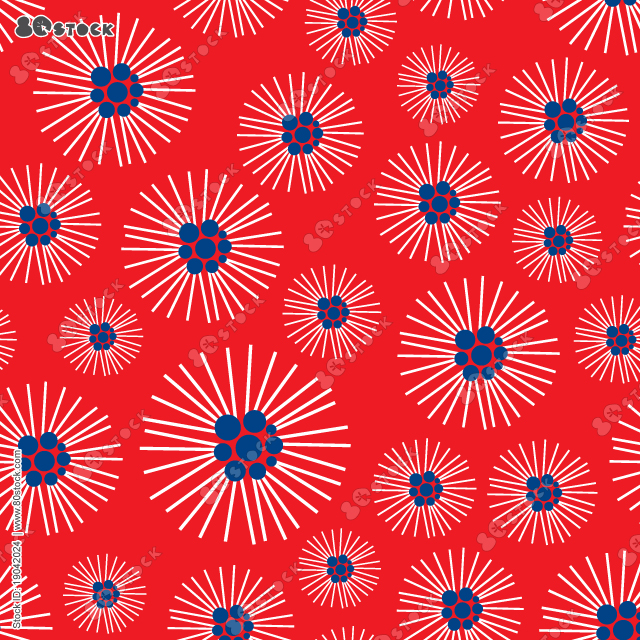 Hand drawn abstract flowers seamless pattern on red. Repeating floral vector pattern. Vector EPS 10