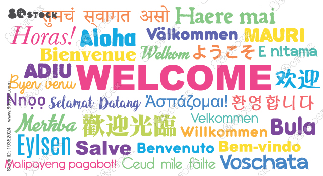 Composition of Welcome messages in many different written languages.