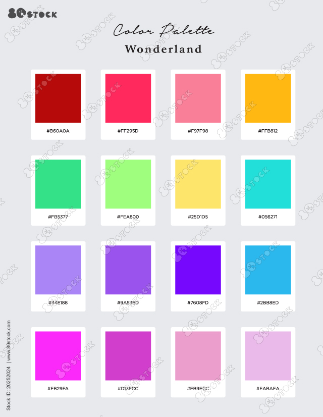 Shades of the Wonderland palette. Suitable for Branding, Interior, Invitation card, and Fashion. Vector EPS 10