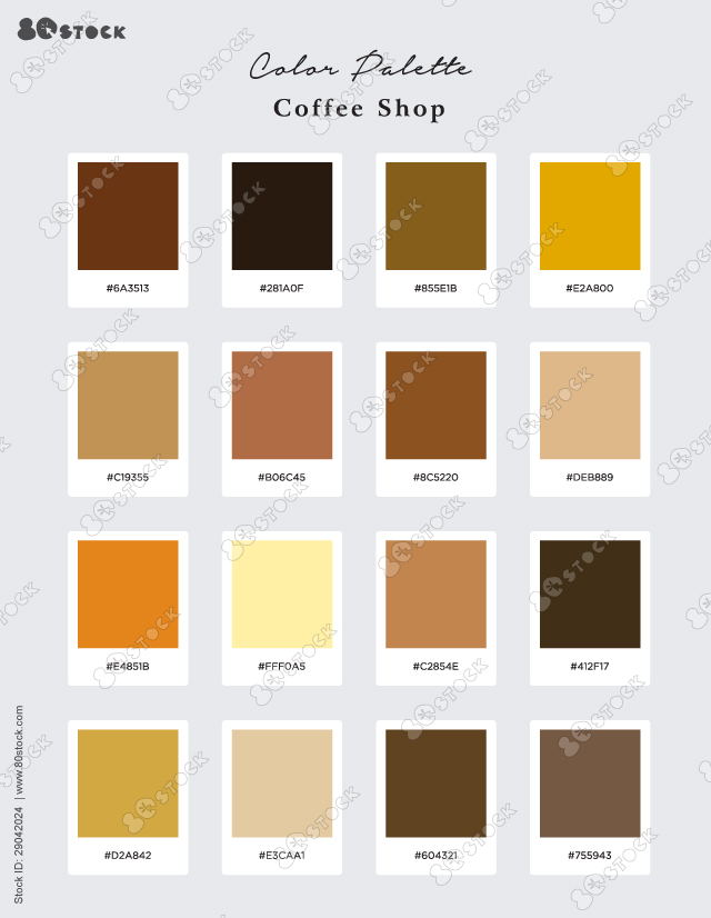 Shades of the coffee shop color palette. Suitable for Branding, Interior, Invitation card, and Fashion. Vector EPS 10